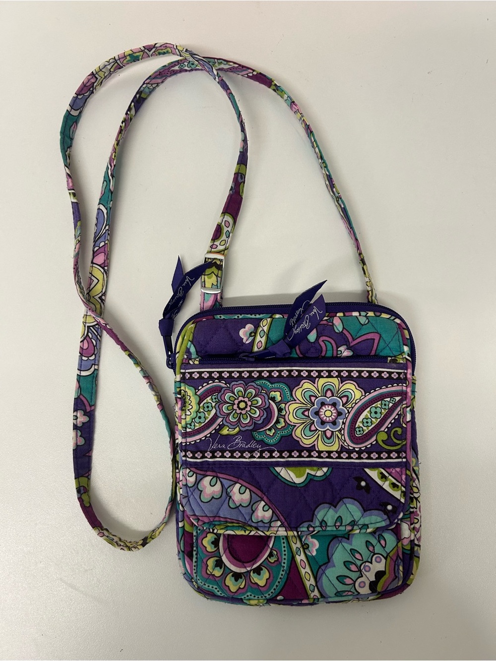 Vera Bradley Teal and Purple Paisley Quilted Crossbody